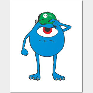 Blue monster cartoon characters Posters and Art